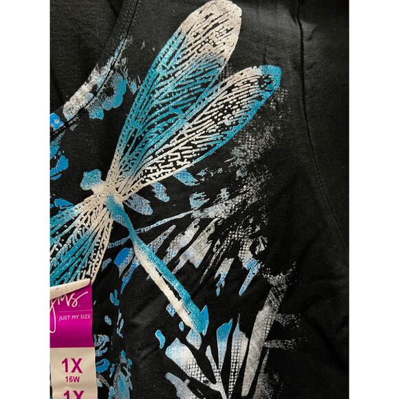 JMS Black whimsy dragonfly dress tee NWT plus sz 1X 16W - Picture 2 of 5